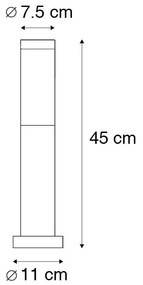 Kültéri lámpaoszlop antracit 45 cm IP44 - Rox talp és kábelcsatlakozóval