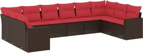 vidaXL 10 részes barna polyrattan kerti ülőgarnitúra párnákkal