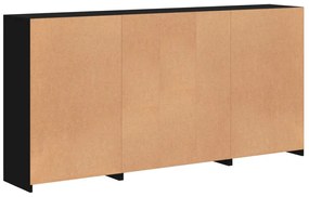 fekete tálalószekrény LED-világítással 202 x 37 x 100 cm