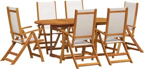 vidaXL 7 részes tömör akácfa és textilén kerti étkezőgarnitúra