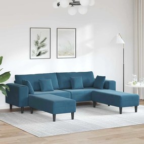Bársony Kanapé párnával 3 pcs Kék 208 cm Bársony