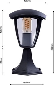 EKO LIGHT EKO3551 FOX BLACK Klasszikus Kültéri Állólámpa Fekete E27 IP44