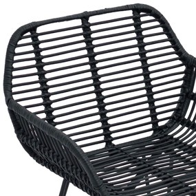 Étkezőszék 2 pcs Fekete 55 x 50 x 74 cm Rattan és Vas