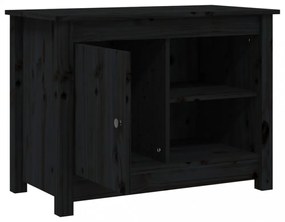 fekete tömör fenyőfa TV-szekrény 70 x 36,5 x 52 cm
