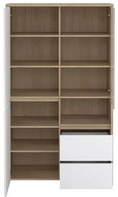 Fehér-natúr színű tálalószekrény tölgyfa dekorral 100x170x48 cm Next – Tvilum