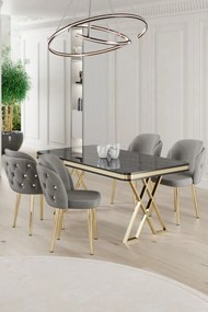 Rigel étkezőgarnitúra, fekete márvány-arany, 130 cm – TR240CHR2237