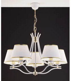 Jupiter 2084 - láncos csillár SAMBA 5xE27/15W/230V fehér/arany