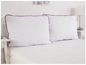 Egész éves steppelt takaró 140x200 cm párnával STELLA LAVENDER 70x90 cm, fehér