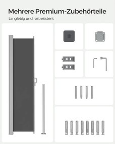 Oldalsó terasznapellenző, belátásgátló, szürke, 220 g/m² 160 x 300 cm