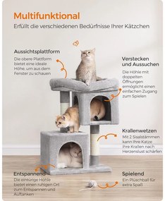 Feandrea kis macskafa, 67 cm magas kaparófa világosszürke színben