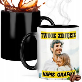 Mágikus Bögre Fekete Középső Saját Nyomtatású Fotó Felirat Foto Logo