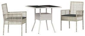 vidaXL Kert étkező szett 3 pcs Világosszürke polirattan