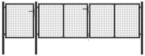 vidaXL antracit színű acél kerti kapu 400 x 100 cm