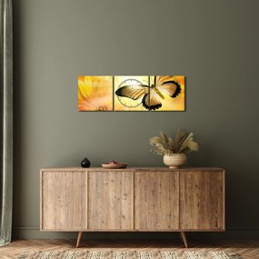 Kép - Sárga pillangó virággal (órával) (90x30 cm)