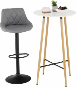 Bárasztal, fehér/tölgy, átmérő 60 cm, IMAM