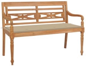 vidaXL tömör tíkfa Batavia pad bézs párnával 120 cm