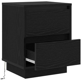 Éjjeli Szekrények LED Világítással 2 db Fekete 39x34.5x50 cm