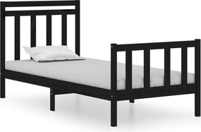 vidaXL Small Single fekete tömör fa ágykeret 75 x 190 cm
