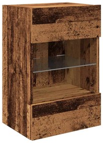2 db antik fa fali TV-szekrény LED-világítással 40x30x60,5 cm