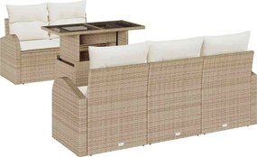 vidaXL Kerti Kanapé Szett párnával 6 pcs Bézs polirattan