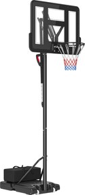 SPORTNOW Mobil Kosárlabdgyűrű, Állítható Kosár Magasság 230-305 cm, Kosárlabda Állvány 110 x 75 cm törhetetlen háttámlával és kerekekkel, rugós kosárr