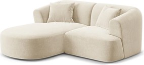 Bézs bársony sarokkanapé (bal oldali-heverő résszel) Campi – Cosmopolitan Design