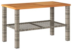 szürke polyrattan és akácfa kerti asztal 70 x 38 x 42 cm