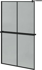 vidaXL fekete ESG üveg és alumínium zuhanyfal polccal 118 x 190 cm