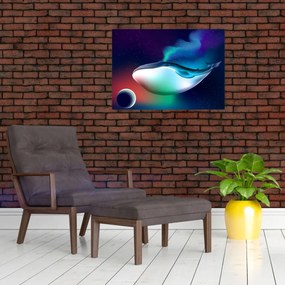 Üveg kép - Egy bálna az űrben (70x50 cm)