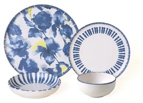 24 darabos étkészlet fehér/kék/kőkerámia