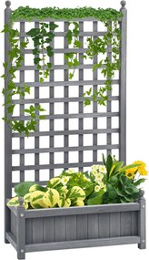 Outsunny Emelt Ágyás Ültetődoboz Trellis-szel, Növénytámasszal Mászó Növényekhez, 64 x 28 x 120 cm | Aosom