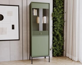 Komód 2 ajtós smoke green színben fekete elemekkel arany fogantyúkkal – MAGGIORE MA04