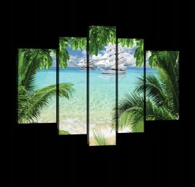 Vászonkép 170x100 Trópusok tengerpart óceán tenger pálmafák kék türkiz paradicsom pihenés