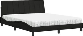 vidaXL ágy matraccal Hanko Fekete 160x200 cm szövet