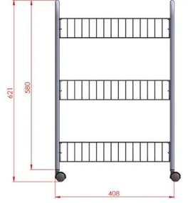 Lugano gurulós állvány, 3 db polccal - Metaltex