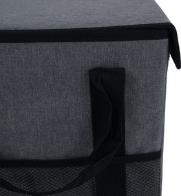 Összecsukható tároló doboz, szürke/fekete, DETER