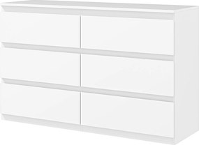 HOMCOM 6-Fiókos Tárolószekrény Modern Stílusban, Lágy Zár Mechanizmussal a Hálószobába és Nappaliba - 120 x 39 x 75 cm, Fehér | Aosom