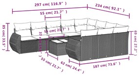 11 részes bézs polyrattan kerti ülőgarnitúra párnákkal