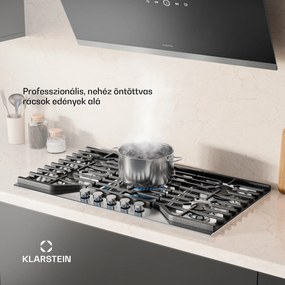 Klarstein Turbocast gáz főzőlap, 304 rozsdamentes acél, 5 égő, professzionális öntöttvas tartó, wok-égő