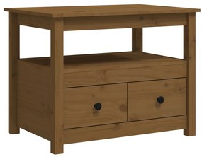 Mézbarna tömör fenyőfa dohányzóasztal 71 x 49 x 55 cm