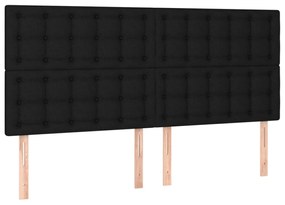 fekete szövet rugós és LED-es ágy matraccal 160x200 cm