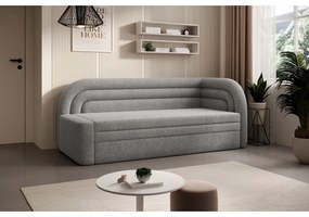 Szürke buklé kinyitható-tárolóhelyes kanapé jobb oldali 223 cm Fabillo – ELTAP