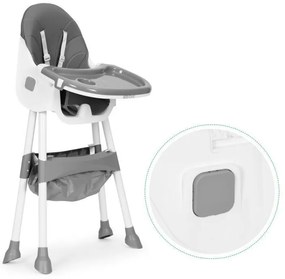 Gyerek etetőszék tálcával és kosárral 5 pontos biztonsági övvel szürke