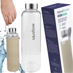 AquaFloow: bézs tok 700 ml-es üvegpalack 700 ml-es vizes palack