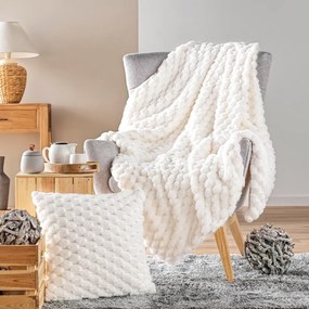 Krémszínű mikroplüss takaró 180x220 cm Frosty – douceur d'intérieur