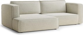 Krémszínű zsenília kinyitható-tárolóhelyes sarokkanapé (bal oldali-heverő résszel) Velto – Maison de Rêve