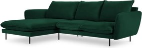 Sötétzöld bársony sarokkanapé (bal oldali) Vienna – Cosmopolitan Design