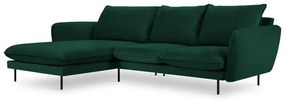 Sötétzöld bársony sarokkanapé (bal oldali) Vienna – Cosmopolitan Design