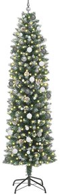Mű Karcsú Karácsonyi Fa LED -es lámpákkal Zöld 240 cm PVC