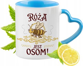 Rózsa Bögre Kék Szív Alakú Füllel Ajándék Nyomtatott